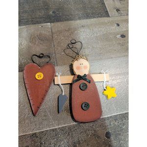 Angel girl heart star Wooden ornament xmas set
